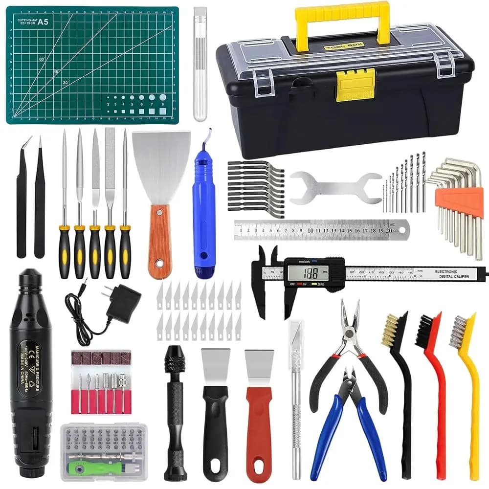 Kit Completo di 135 Utensili per Stampante 3D con Scatola, Pulitore Ugelli, Accessori per Lucidatura, Levigatura e Sbavatura