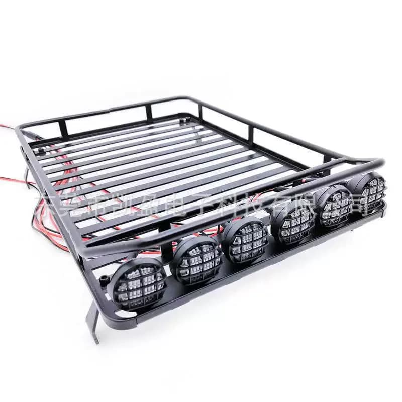 Portapacchi in Metallo con Luci LED per Auto RC Crawler Scala 1:10, Accessori per Veicoli RC Axial SCX10 II D90