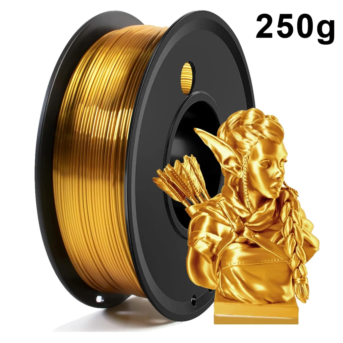 250gx4 Seta Bronzo PLA Filamento 3D 1.75mm Materiale stampante 3D rame seta 250g,500g,1kg Stampa 3D Ricariche filo Imballaggio sottovuoto