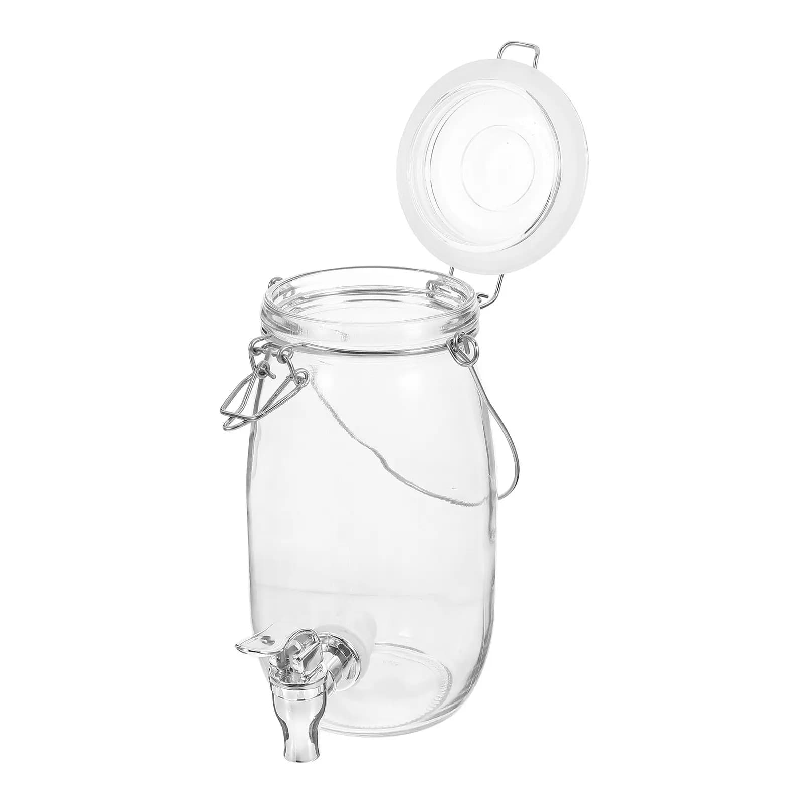 Dispenser per Succhi in Vetro con Rubinetto, Contenitore per Alimenti con Coperchio Sigillato per Vino e Bevande, Conservazione Prolungata