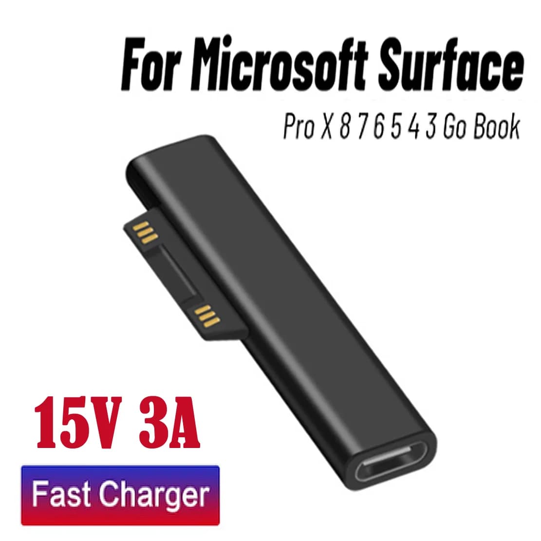 For Microsoft Surface Pro X 8 7 6 5 4 Go Type C Book PD Adapter Tablet Converter Fast Charging Plug Magnetic Charger Adapter