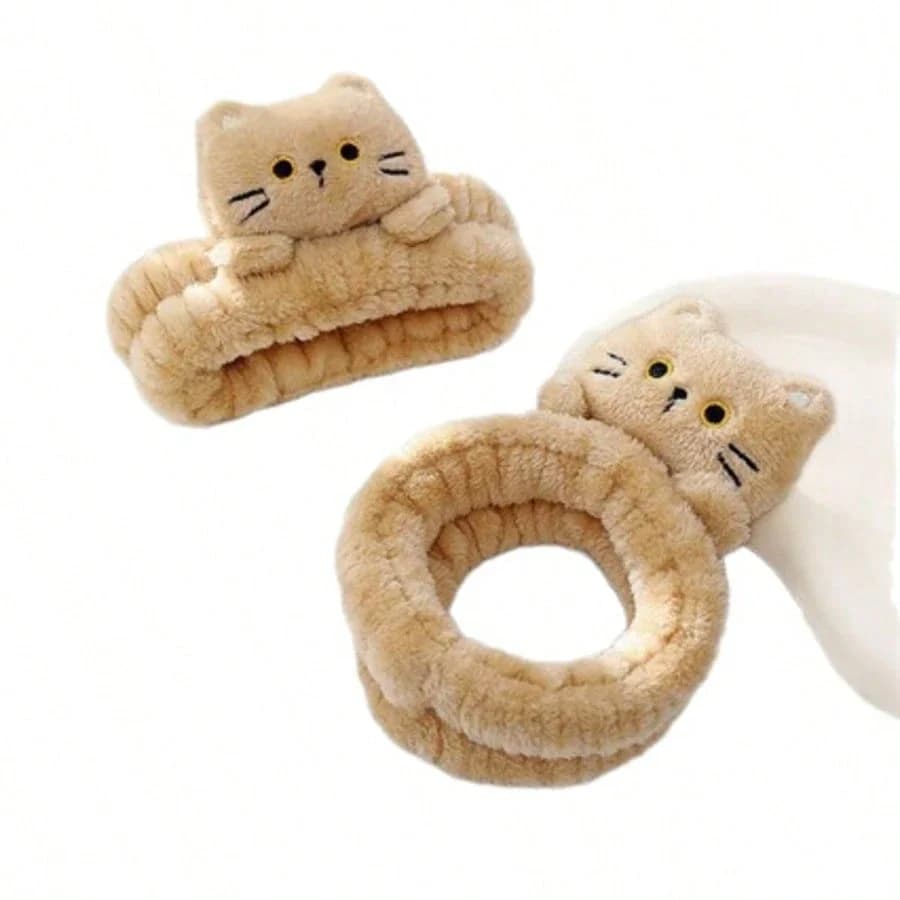 Simpatica fascia per capelli a forma di gatto per donna, accessorio antiscivolo per lavare il viso e applicare la maschera