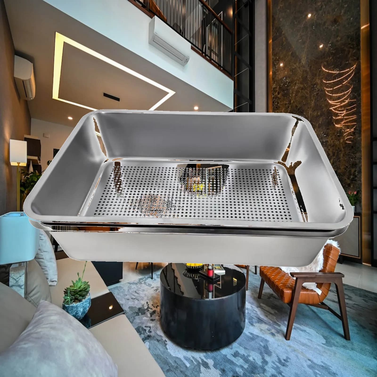 Metal Cat Litter Tray Spacious Open Box Low Entry Easy Clean Kitty Toilet for Cage Corner and Home Use