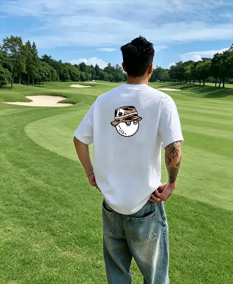 T-shirt da uomo divertente con grafica di palline da golf e cappello, casual a maniche corte per gli amanti del golf