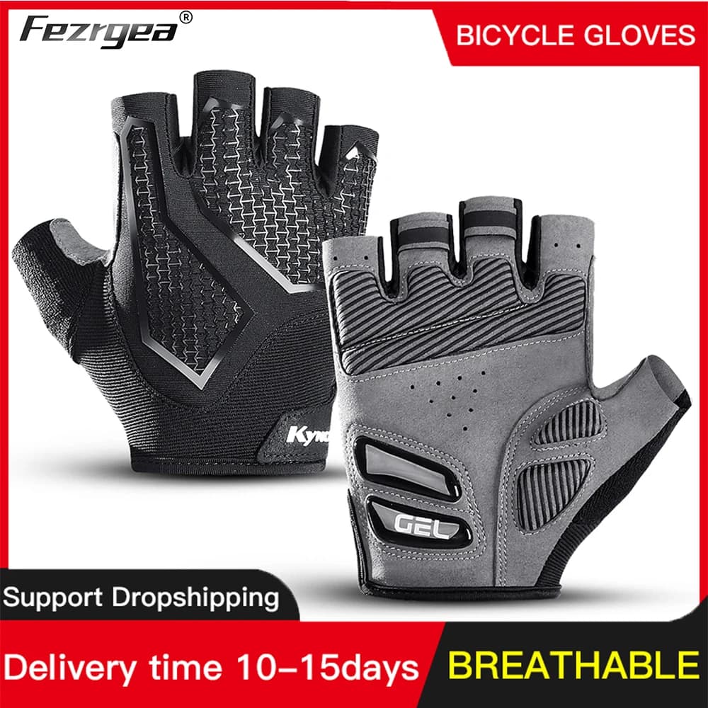 Summer Cycling Gloves for Men and Women with Half fingers Fitness Gloves for Sports Bike Breathable Silicone Liquid Shock Absorber