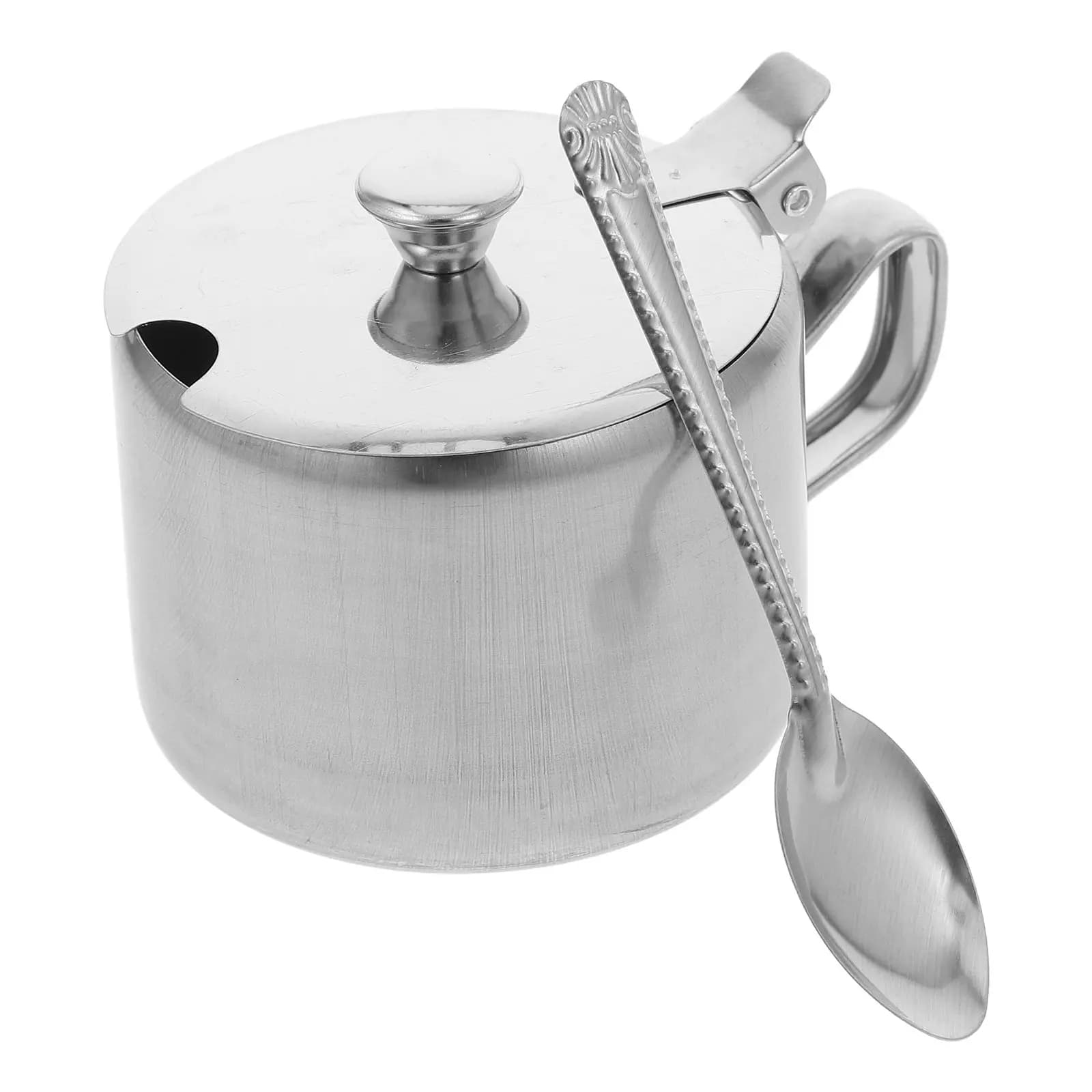 Set di Zuccheriere in Acciaio Inox con Coperchio e Cucchiaio, Versatile Contenitore per Spezie, Ideale per Cucina e Ristorante, Salvaspazio