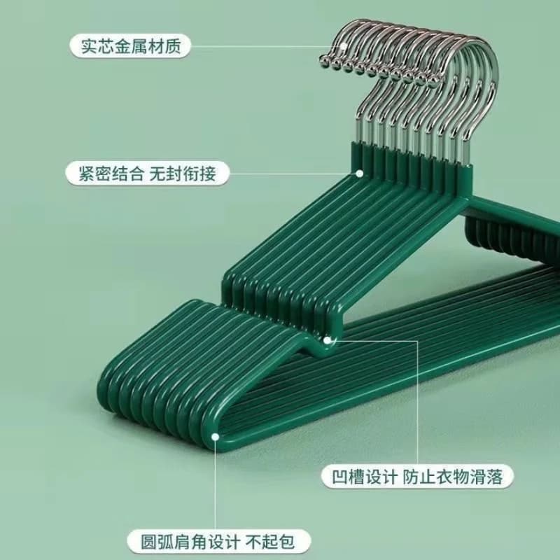 10 pcs/set Metal clothes hanger thickened and thickened for home use without scratches anti-slip coat hangers, dry coat hangers