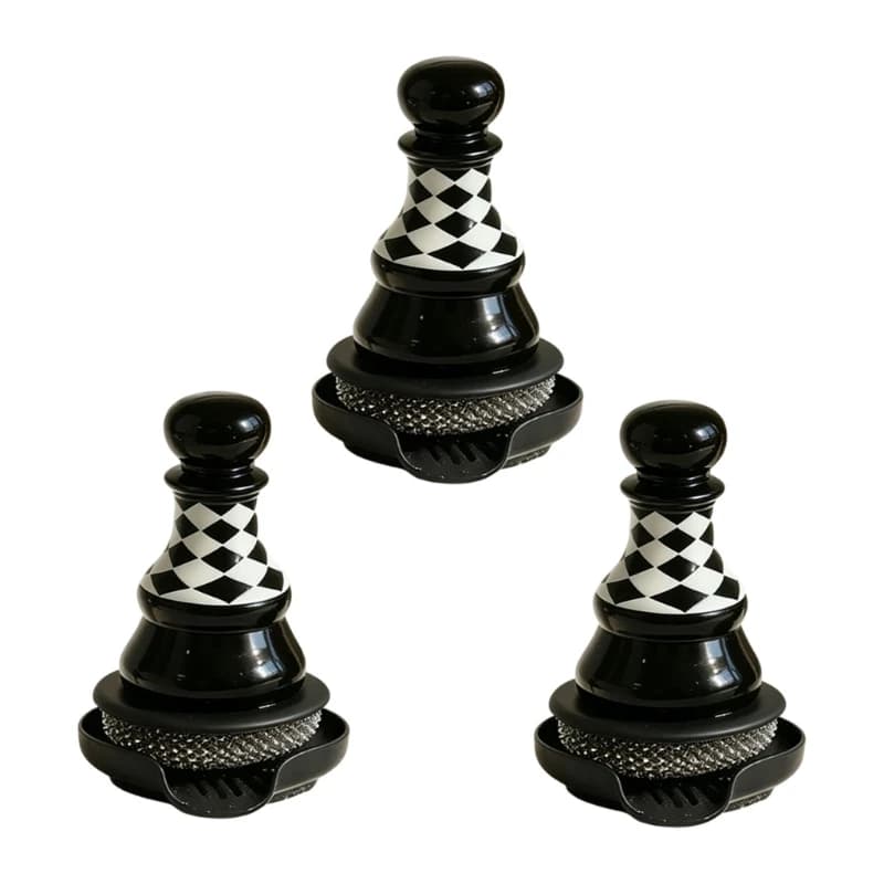 Unique Chess Themed Dishwashing Brush Set Elegant Pot Scrubber with Handle For Various Cookware Use Y5GB