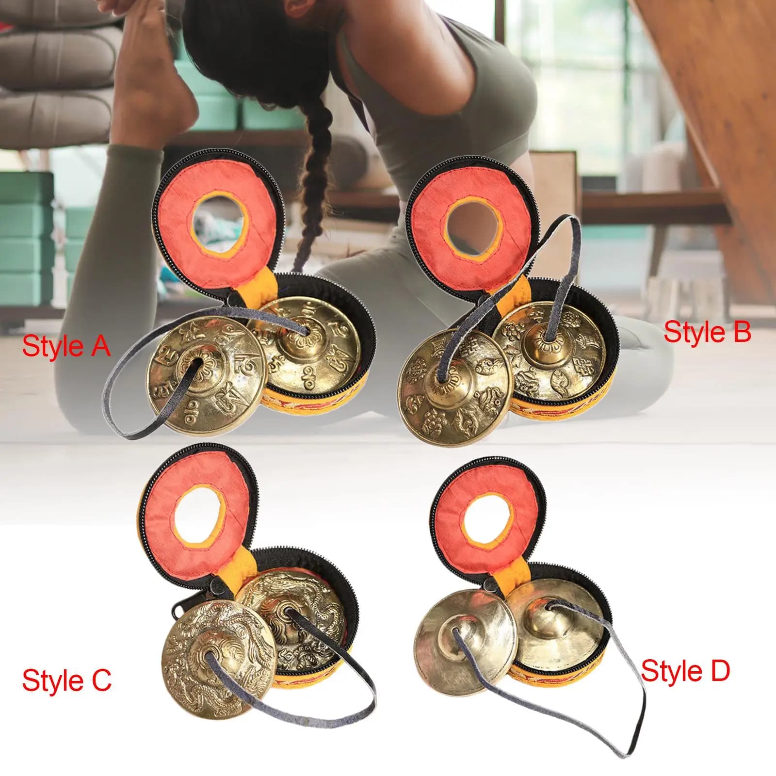 Tibetan Tingsha Cymbals Buddhist Tingsha Symbols Portable Brass with Storage Pouch 6.5cm Handcrafted Meditation Chime Bells