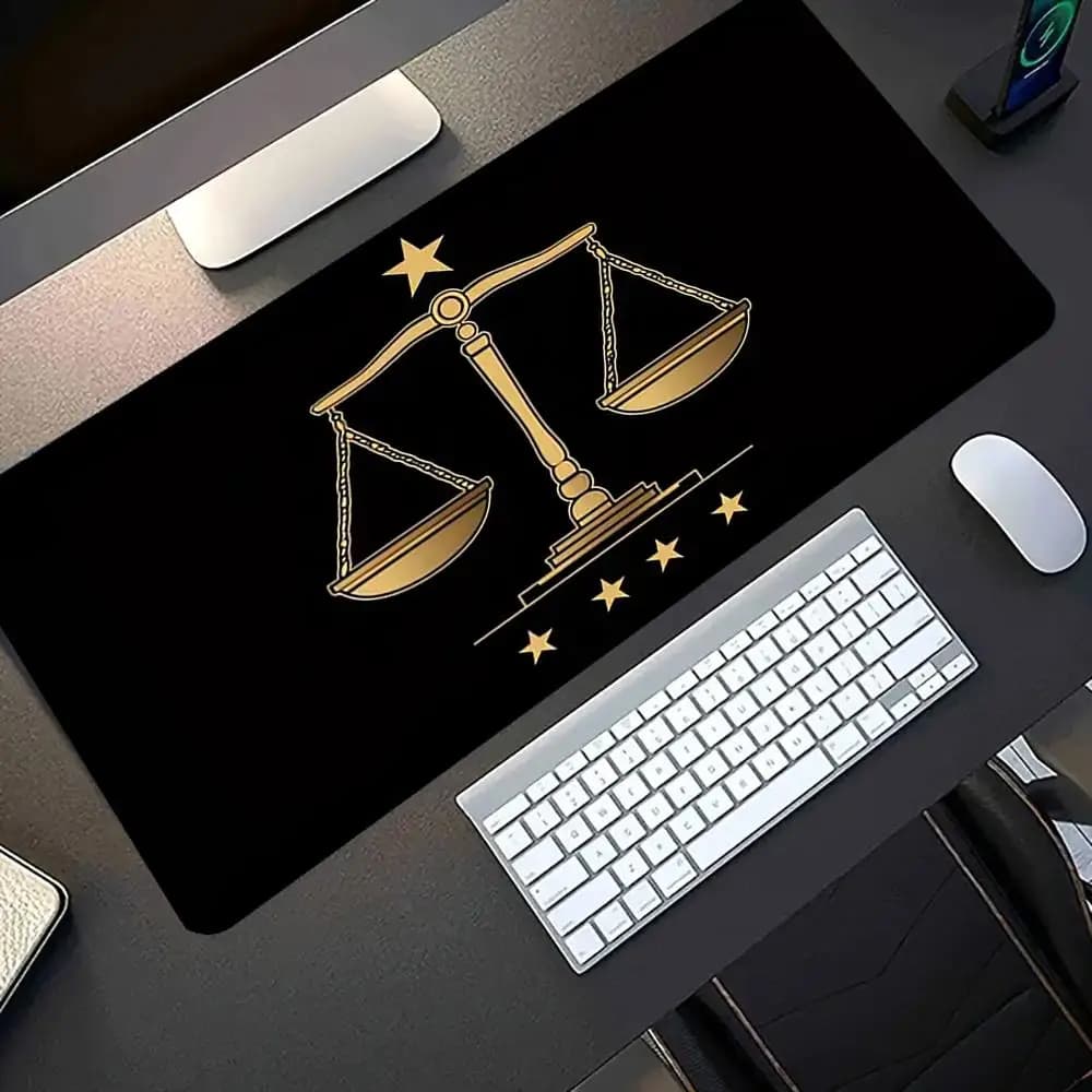 Justice balance, simple legal symbol pattern, mouse pad, rubber anti slip computer, laptop, keyboard, desktop pads, thickened