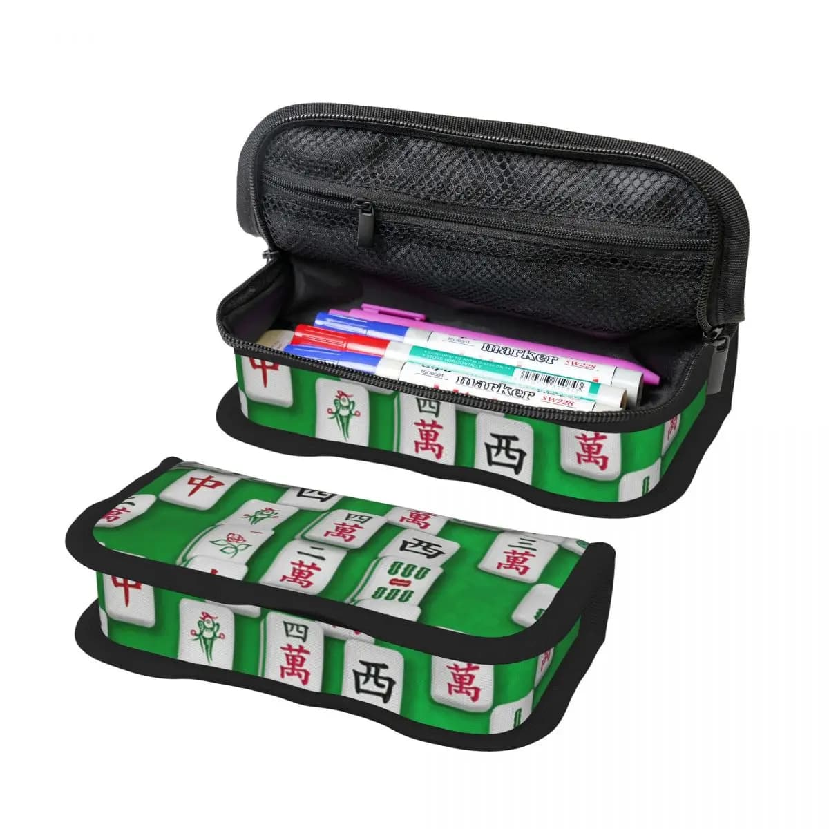 Astuccio con motivo Mahjong per bambini, scatola per penne, borsa per matite, articoli di cancelleria, porta penne