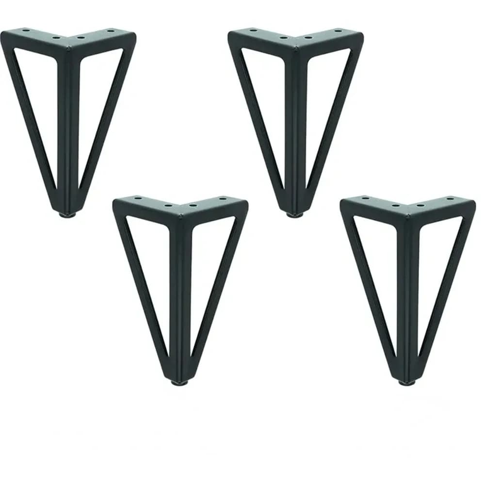 4 Pezzi Gambe a Cono in Metallo per Mobili Fai da Te, Piedini per Divano Letto, Piedini per Mobile TV, Piedini Moderni Neri Dorati di Ricambio, Gambe a Forcina
