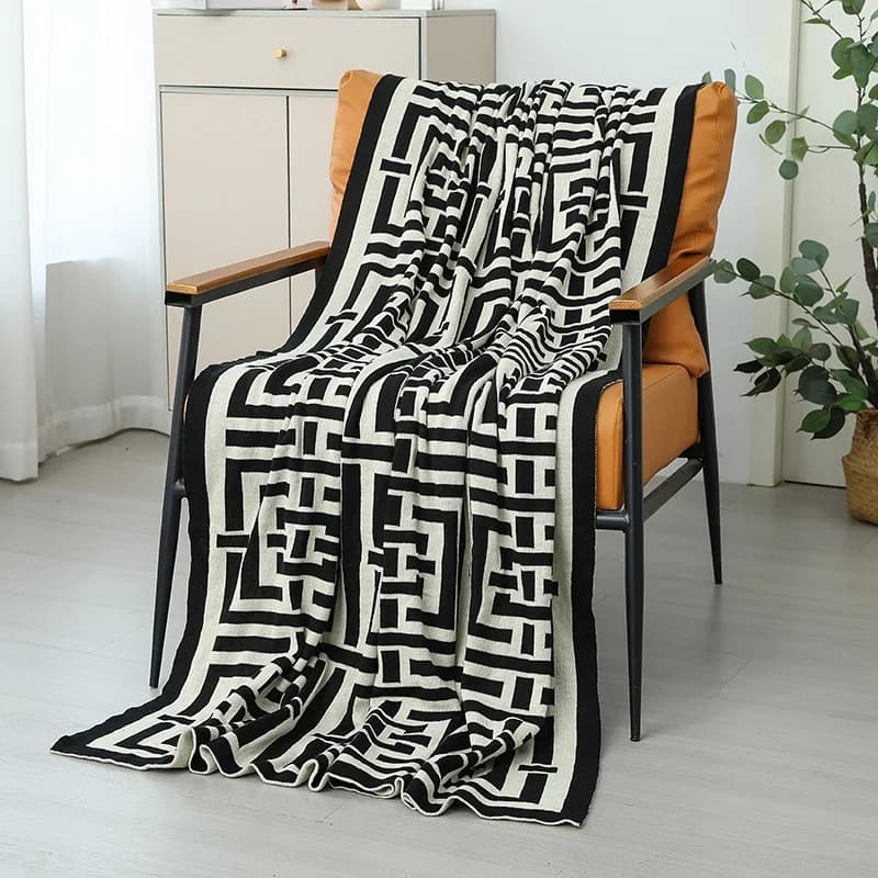 Coperta da tiro geometrica nordica Decorazioni per la casa Copridivano Coperta di lusso per letto Asciugamano da letto per hotel con scialle lavorato a maglia classico moderno