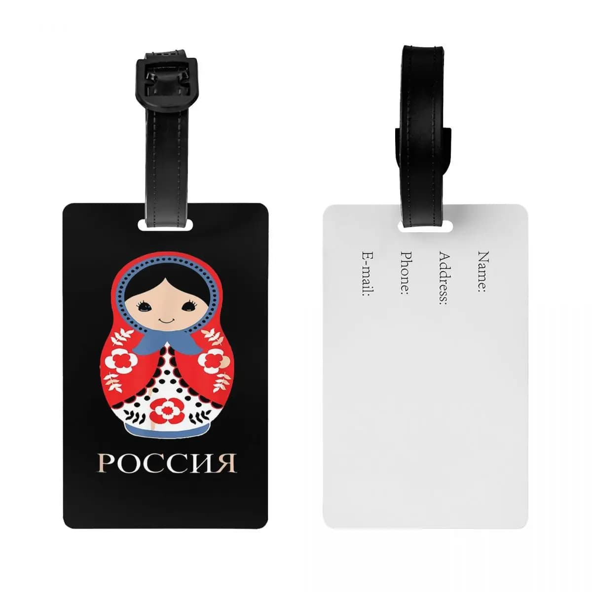 Etichette per Bagagli Matryoshka, Accessori per Valigie, Tag per Bagagli da Viaggio, Porta Etichetta con Nome e Indirizzo