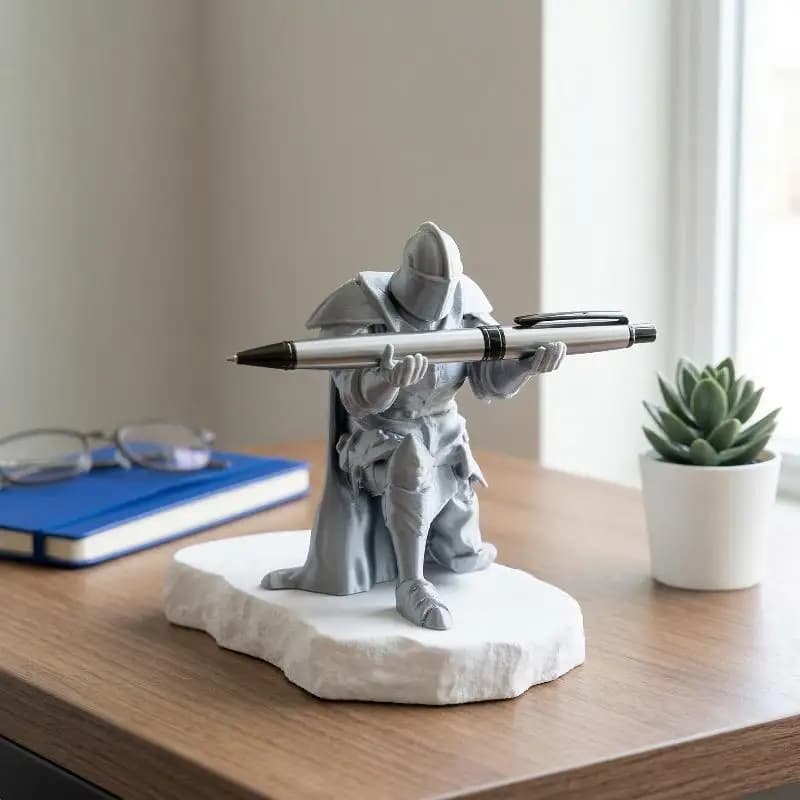 Portapenne Cavaliere in Resina, Organizzatore da Scrivania a Forma di Armatura Medievale, Forniture Artistiche per Ufficio e Casa, Espositore per Pennelli da Pittura
