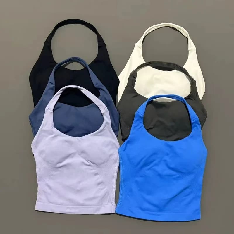 Top Sportivo da Palestra per Donna, Canotta Yoga Senza Cuciture con Imbottitura Rimovibile, Top Push-up per Fitness, Allenamento e Corsa