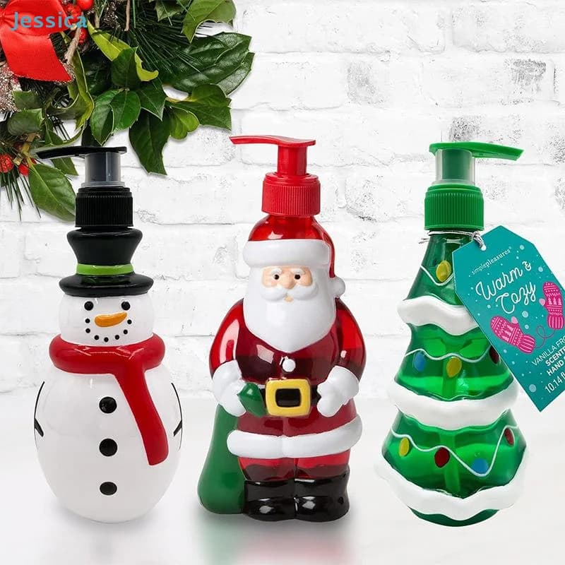 ♥ Dispenser di sapone a tema natalizio Bottiglie di sapone liquido per mani a forma di Babbo Natale/Albero/Pupazzo di neve