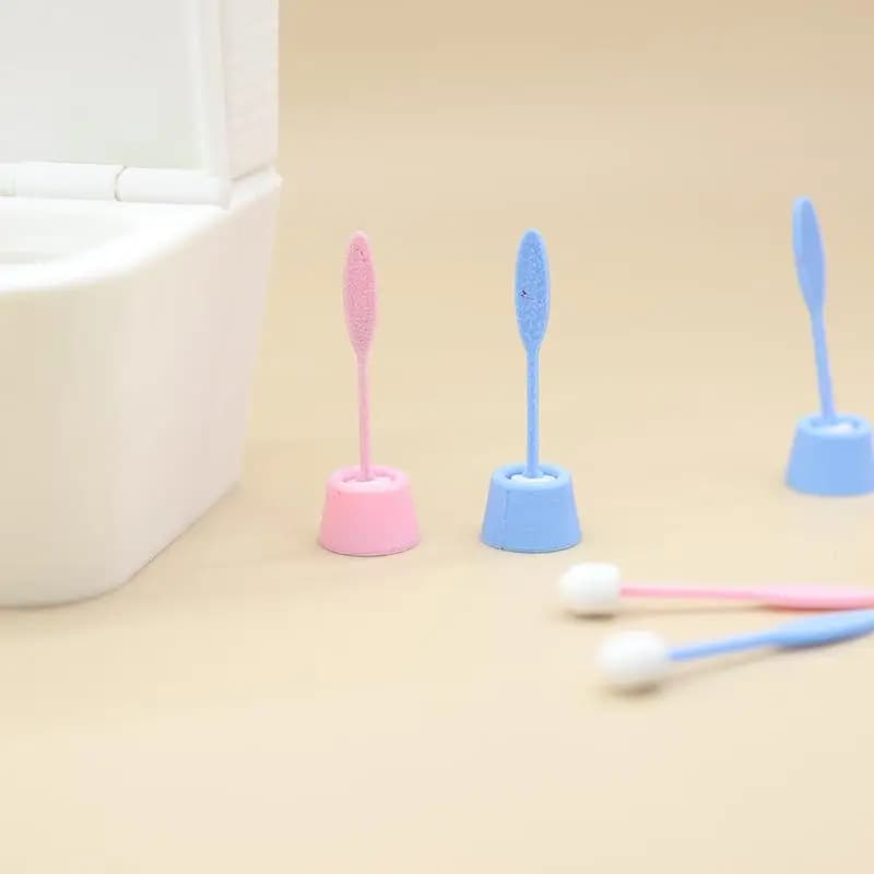Set nuovo di accessori per casa delle bambole in scala 1:12, mini spazzola per WC con manico lungo, modello di strumento per la pulizia, per scenari di bagno, giocattolo, decorazioni per la casa.