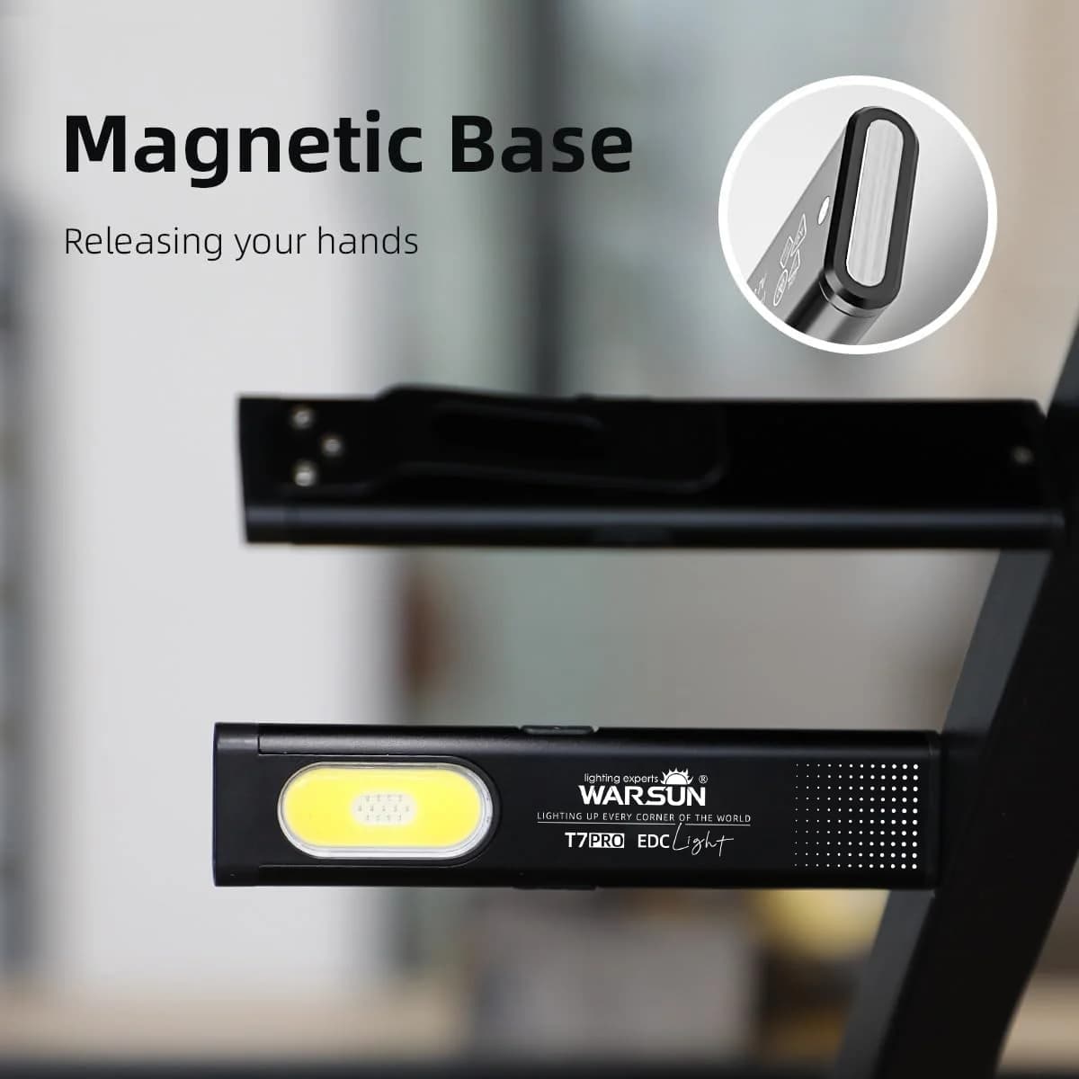 Warsun LED Keychain Flashlight 650Lm Portable Mini Torch Light Pocket Lantern Flood Work Light With Magnet