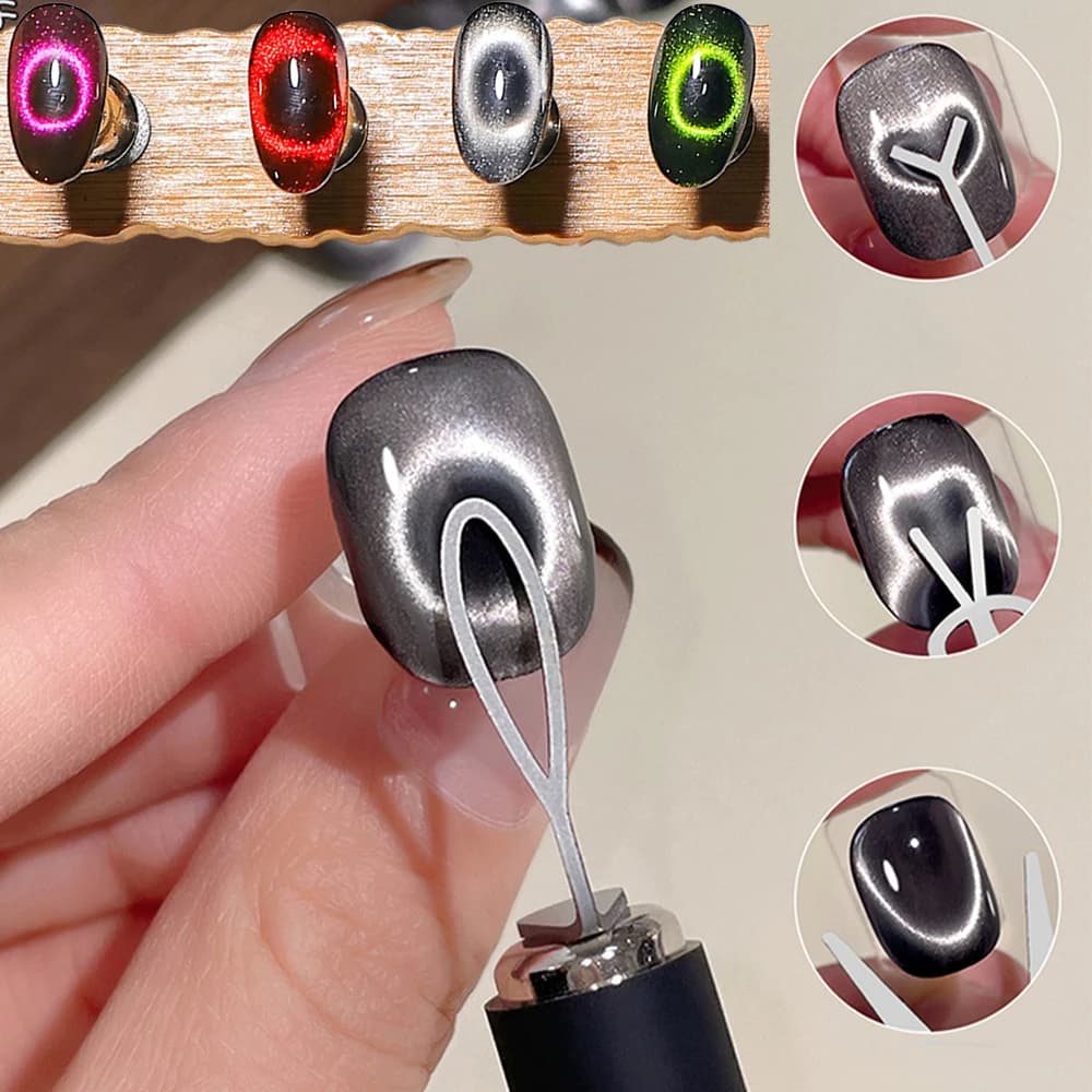 Magnete ovale per occhi di gatto con foro, foglio magnetico cavo, foro nero, strumento ausiliario per occhi di gatto, smalto gel professionale, magnete per unghie Cat Eye
