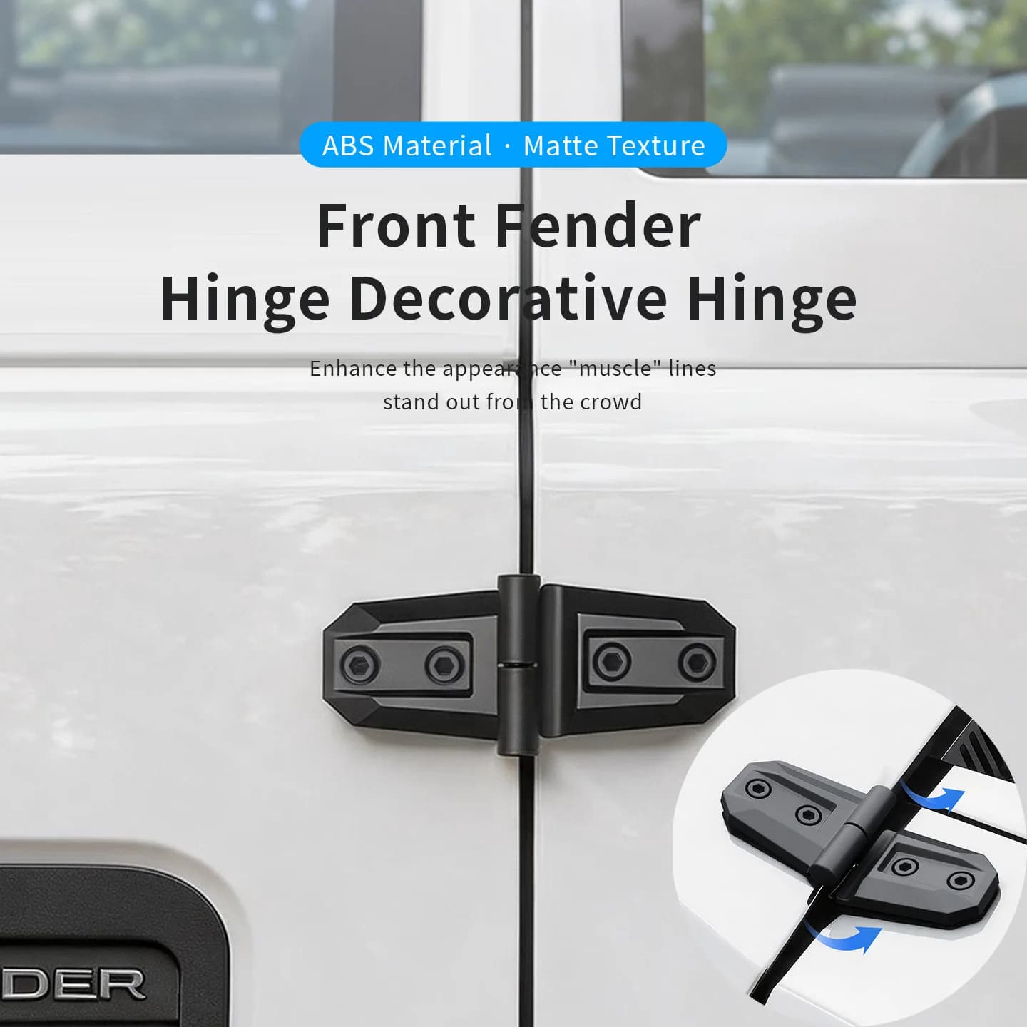 2 Pezzi Copertura Decorativa per Cerniere Cofano Motore in ABS per Veicoli Fuoristrada e SUV, Accessori Esterni per Pickup