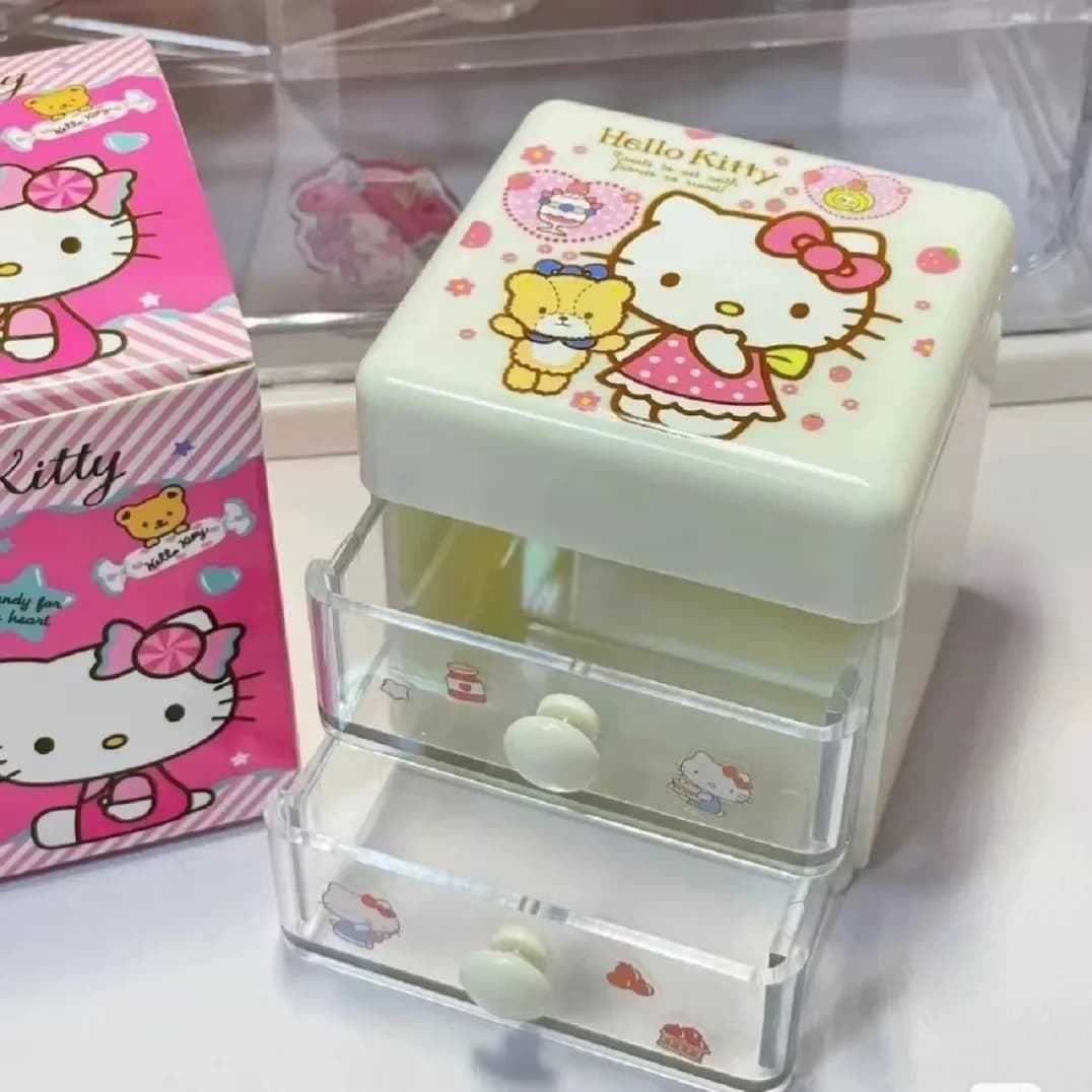 Scatola portaoggetti multifunzionale Sanrio Hello Kitty, organizer con cassetto per gioielli e cancelleria, custodia portaoggetti per giocattoli