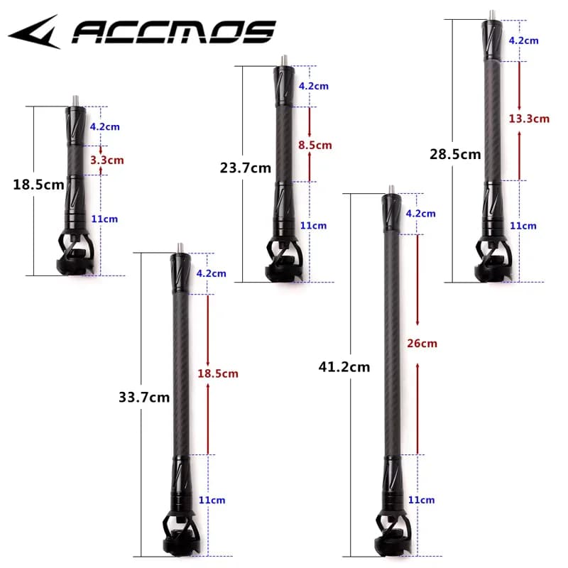 Archery Compound Bow Carbon Stabilizer Balance Bar Stabilizer 6''/8''/10''/12''/15" Rubber Damping Rod Shock Absorber