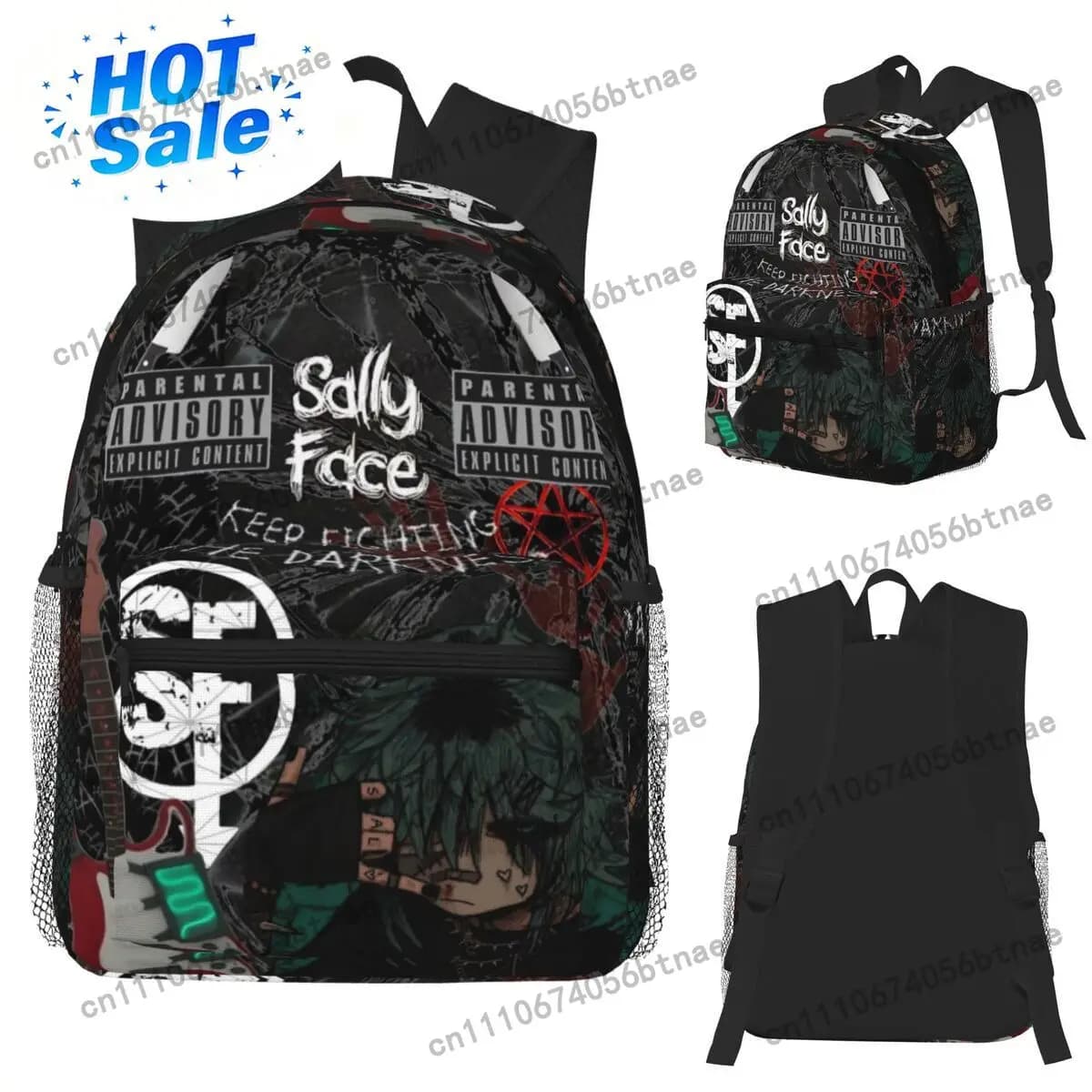 Sally Face Game Anime SF Horror Sal Fisher Student Backpack School Bag Hiking Travel Daypack for Boys Girls Bookbag Shoulder Bag