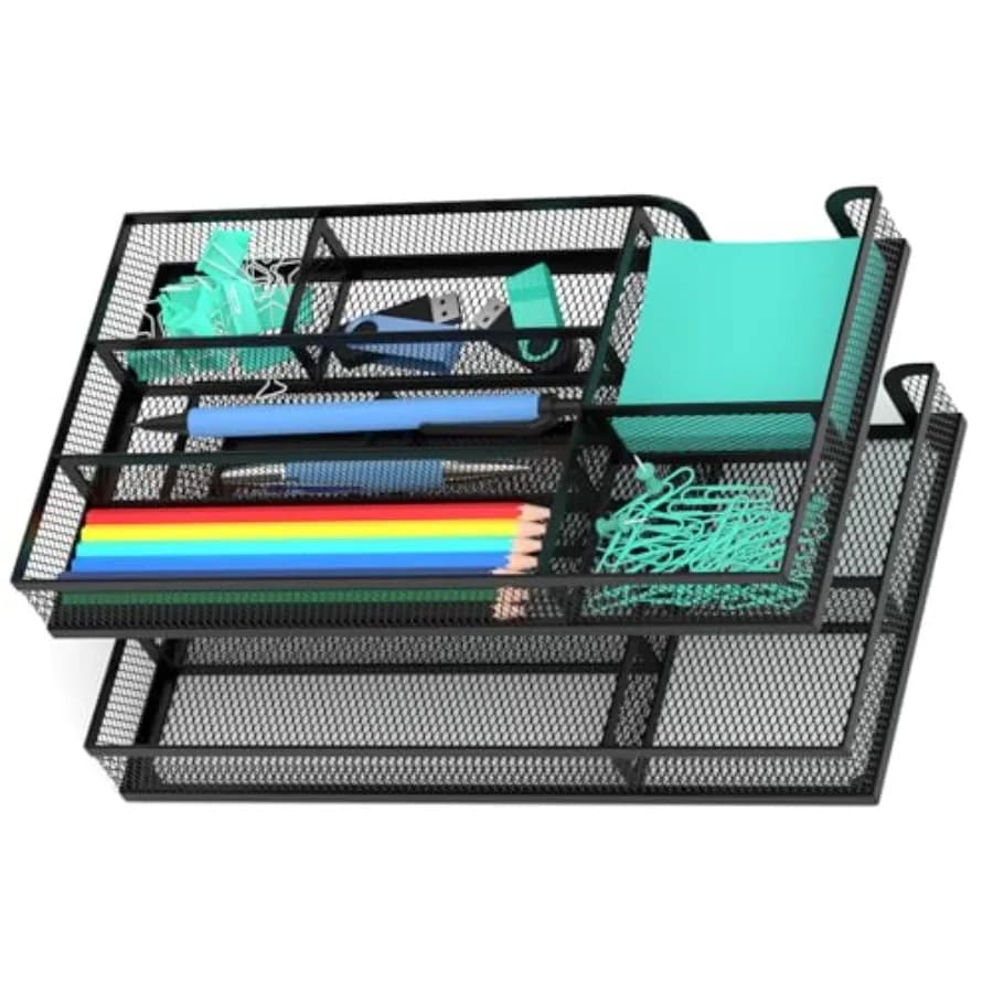 Organizzatore per Cassetti in Metallo con Divisori a Rete Nero-2P Piccolo