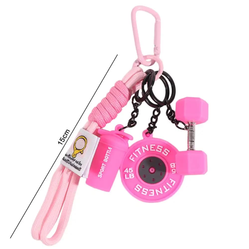 Dopamine Barbell Plates Keychain Water Cups INS Simulation Dumbbells Keyring Bag Charm Kettlebell Fitness Series Pendant Friends