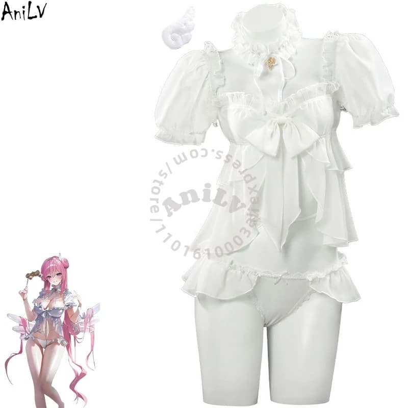 AniLV Game Goddess Swimsuit Uniform Woman Chiffon White Dresses Costume cosplay