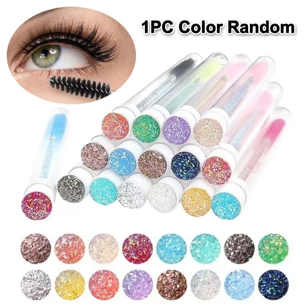 Portable Sparkling Eyelash Brushes in Pipes Reusable Mascara Stick with Container Case Eyelash Brushes Makeup Tools