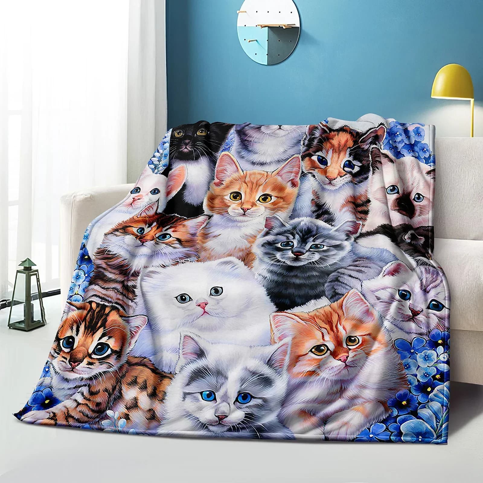 Coperta in microfibra con gatto carino, coperte super morbide per letto, copriletto, divano, campeggio decorativo, picnic, coperta calda invernale
