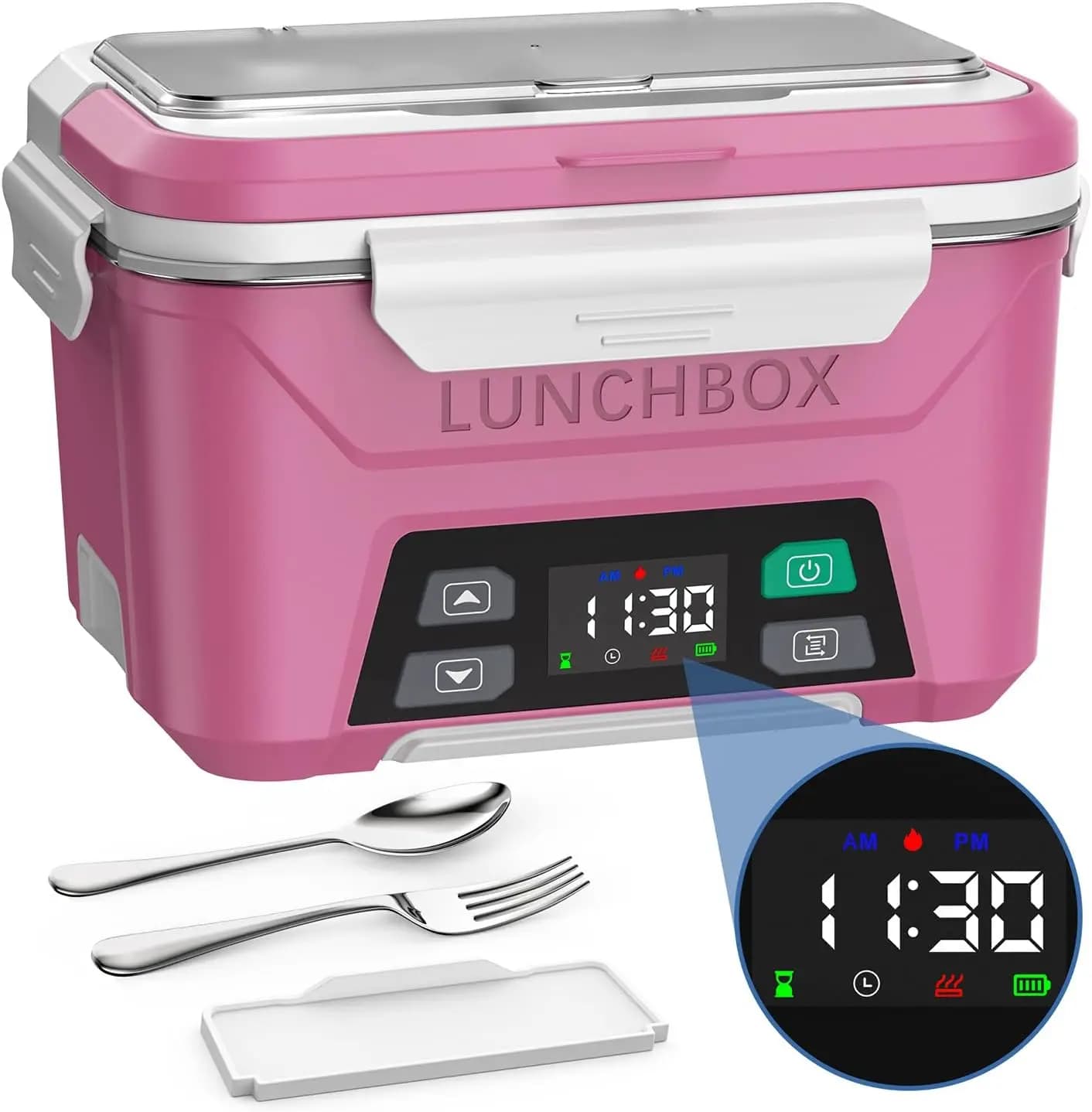 Portapranzo elettrico senza fili per adulti, scaldavivande riscaldato con timer, 5,5 tazze portatile alimentato a batteria