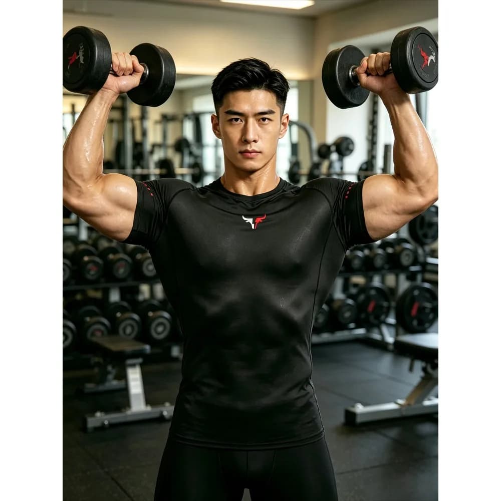 Bull Graphic Men Compression T-Shirt Quick Dry Gym Workout Running Athletic Short Sleeve Top