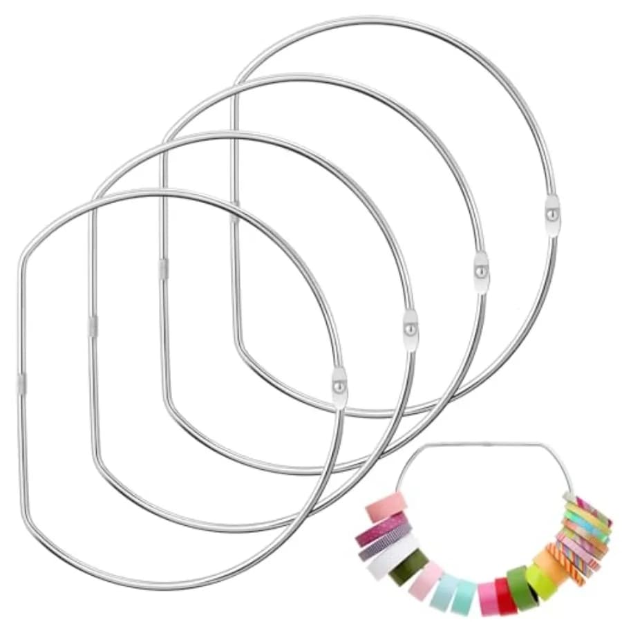 Pack Washi Tape Organizer Rings Loose Leaf Large Book Metal D-Shaped Rings with Nickel Plated Steel for Index Cards Washi Tape