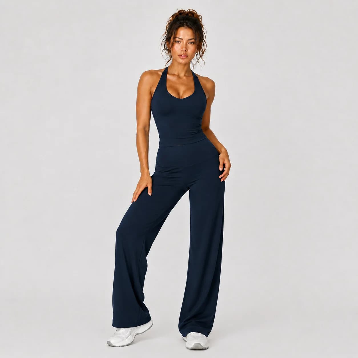 Women 2 Piece Yoga Set Tank Top and High Waist Wide Leg Flare Pants Workout Gym Activewear Sportswear Matching Tracksuit