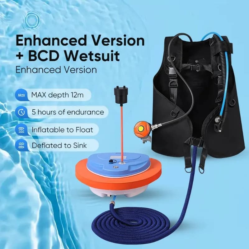Attrezzatura per Snorkeling, Ventilatore Mobile Senza Serbatoio da 12M, Impermeabile, Portatile, Ricaricabile, 3.5-5 Ore di Autonomia Subacquea