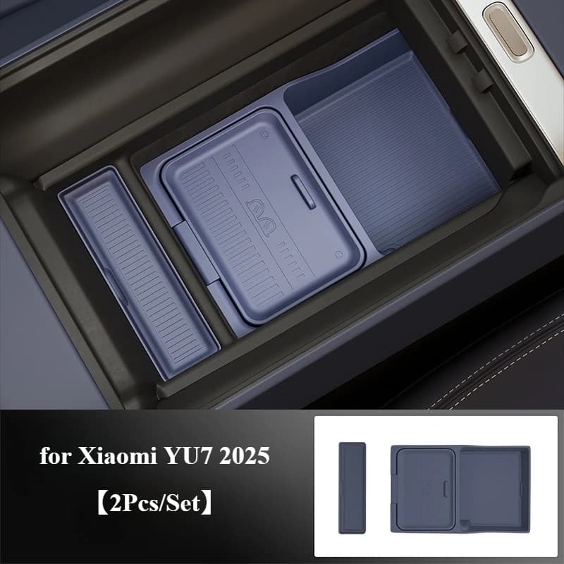 Scatola portaoggetti per bracciolo console centrale auto Vassoio portaoggetti divisorio in silicone Accessori interni auto per Xiaomi YU7 2025