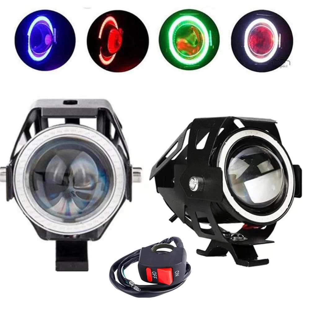 MINI U7 Fendinebbia Moto Faretto anteriore ATV 12v Auto Luce da lavoro LED Angel Eye Faro moto Lampada di guida ausiliaria