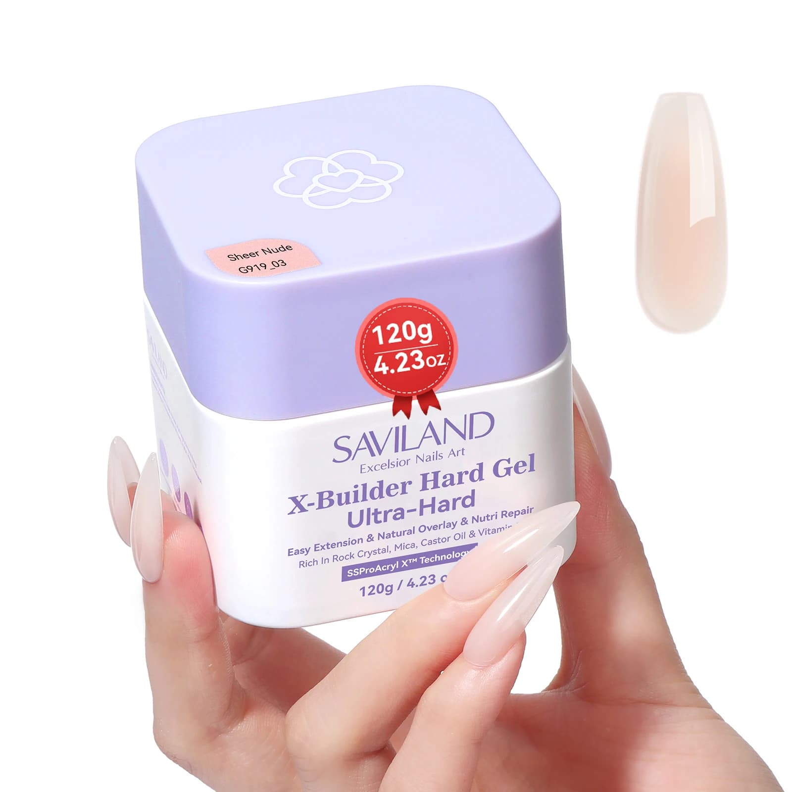 SAVILAND 120g Ultra Hard Builder Gel Sheer Nude 5 in 1 Formula multifunzionale per il rafforzamento dell'estensione delle unghie 30 giorni di durata