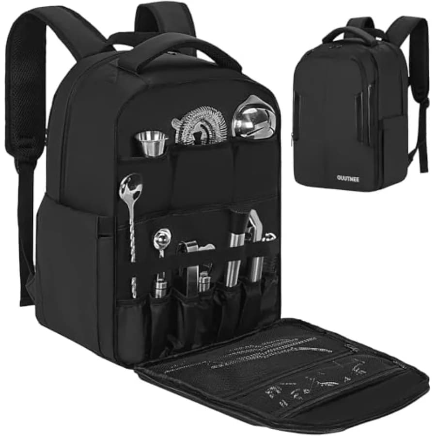 Borsa da Barman, Zaino da Viaggio per Kit da Barman, Borsa Portatile con Scomparti per Bottiglie di Vino