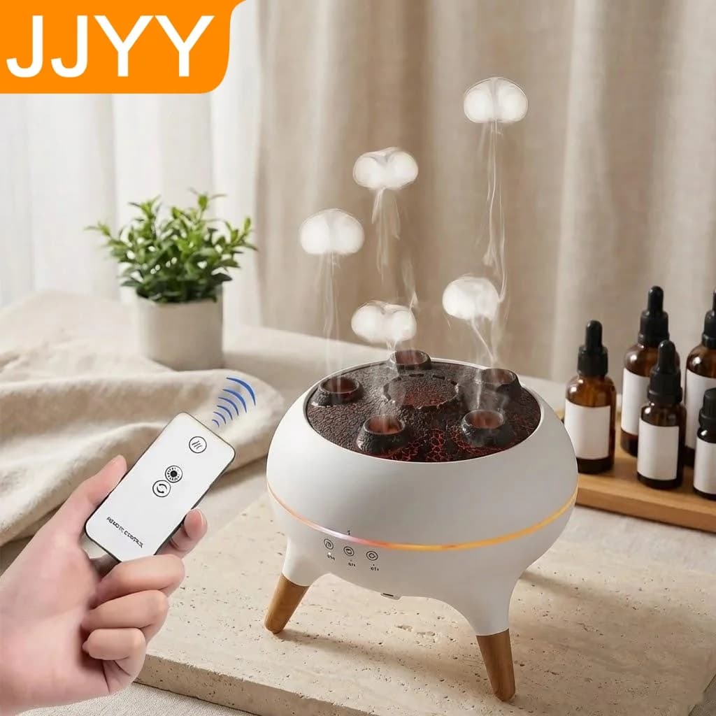 Umidificatore a Nebbia Fredda a Forma di Medusa Dinamica con 7 Luci Colorate, Diffusore di Aromi, Silenzioso 28dB, Spegnimento Automatico per Camera da Letto