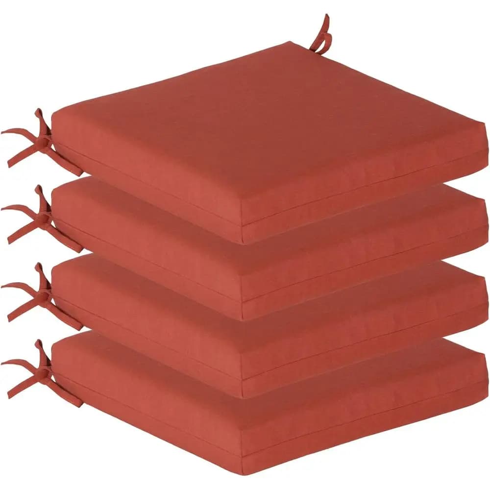 Set di 4 cuscini per sedie da giardino, resistenti all'acqua e alle macchie, 20x20x3,1, tela Henna