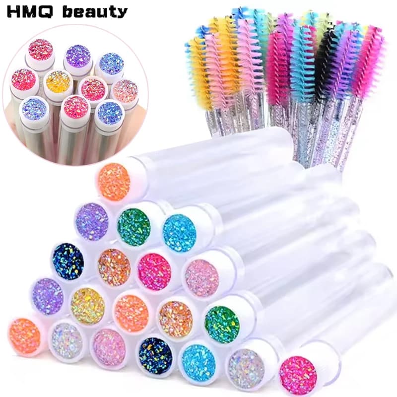 100PCS Eyelash Brushes Tubes with Wands for Eyelashes Resin Trapano Replaceable Dust Storage Container Pipes Makeup Tools