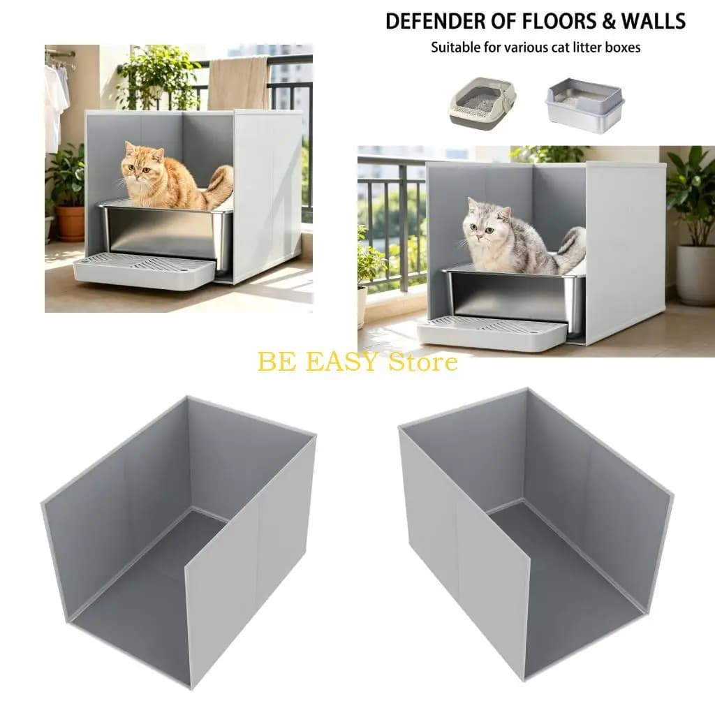 E28F Large Cats Litters Box Enclosure Folding Cats Sand Fence For Indoor Outdoor Use