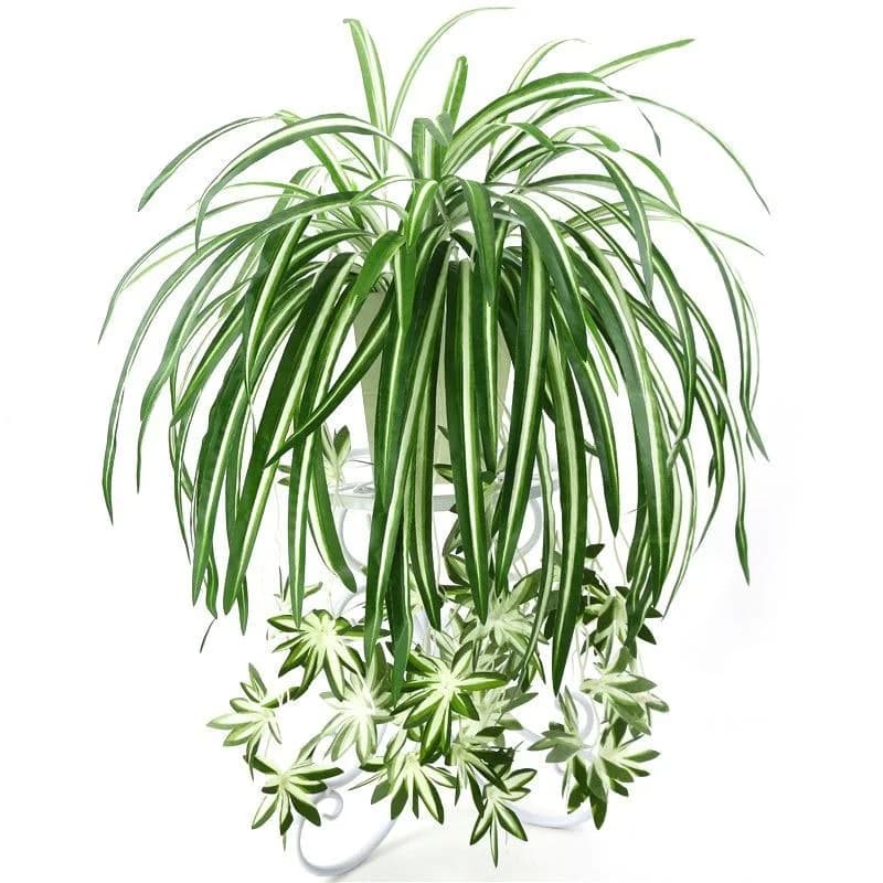 Piante Artificiali da Parete, Chlorophytum in Vaso, Piante Verdi in PVC, Fiori Finti, Decorazione per Soggiorno 65cm