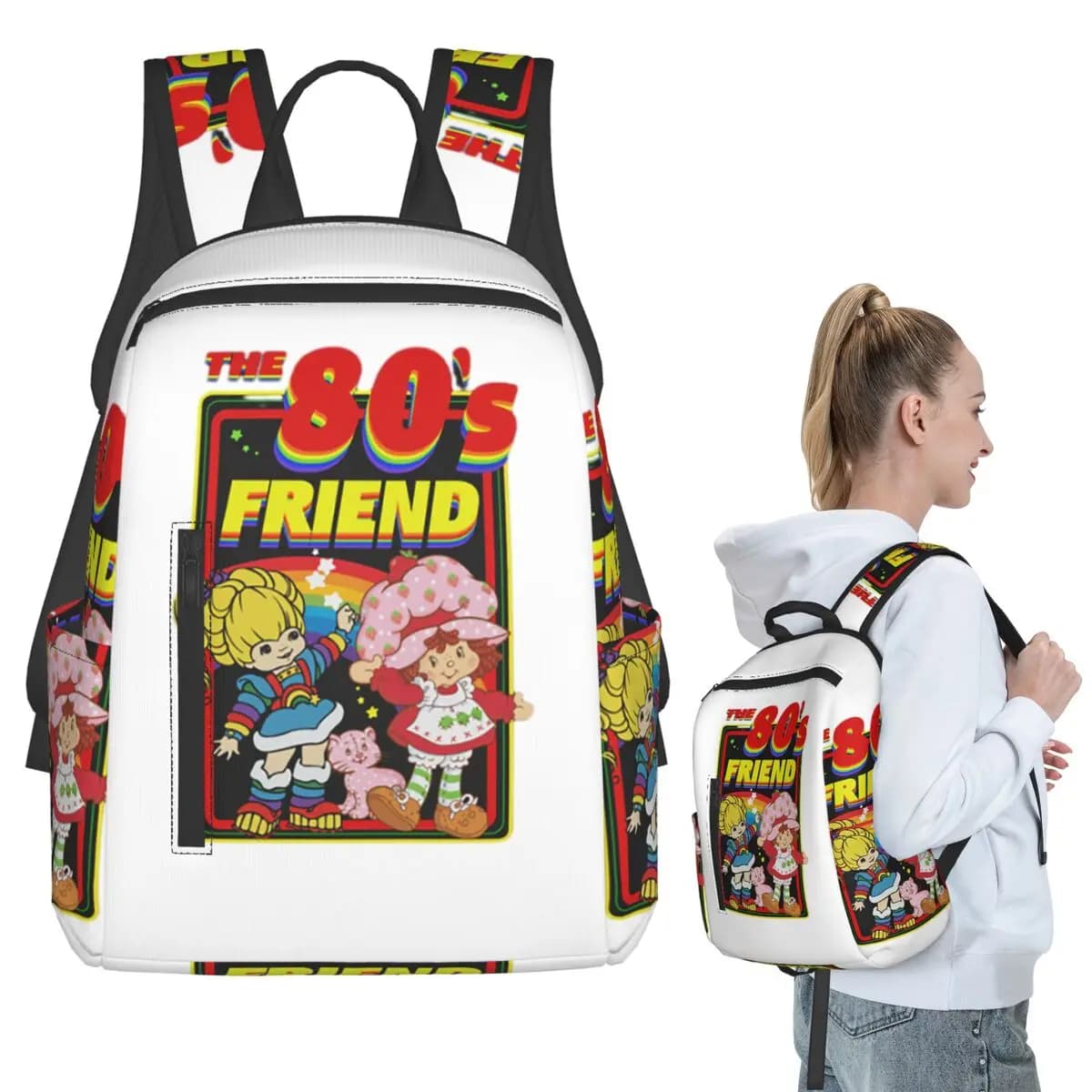 Rainbow Brite - The 80s Friend For Christmas Zaino per studenti Borsa per libri Borsa per la scuola per bambini Borse a tracolla per computer Uomo Donna