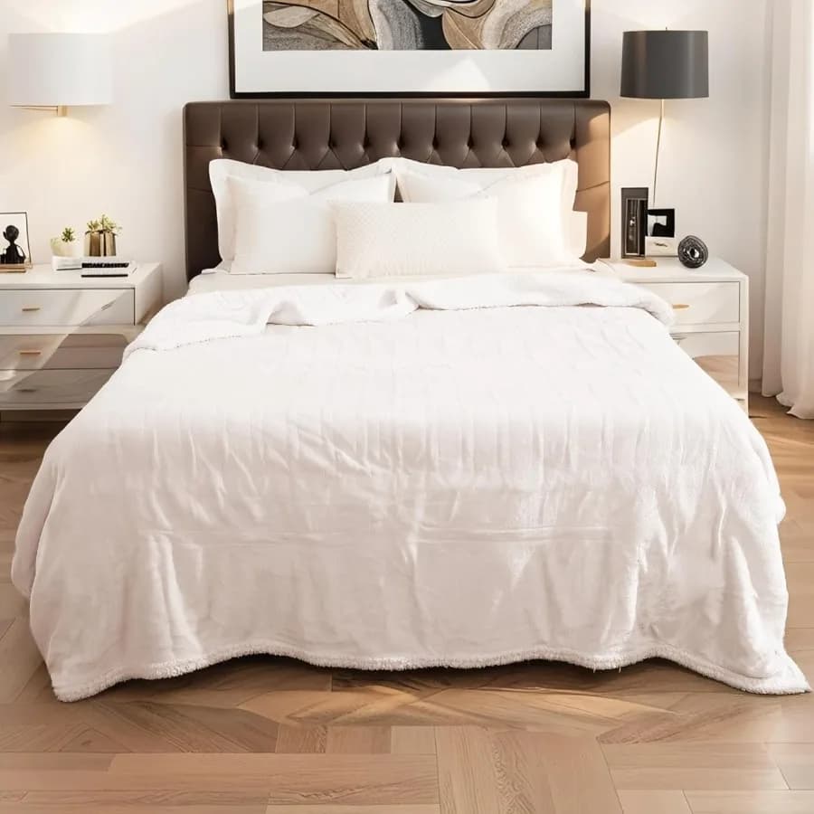 Coperta riscaldata elettrica King Size - 90"x100" Coperta riscaldante in morbida flanella 10 livelli di riscaldamento 1-12 H Spegnimento automatico Guerra traspirante