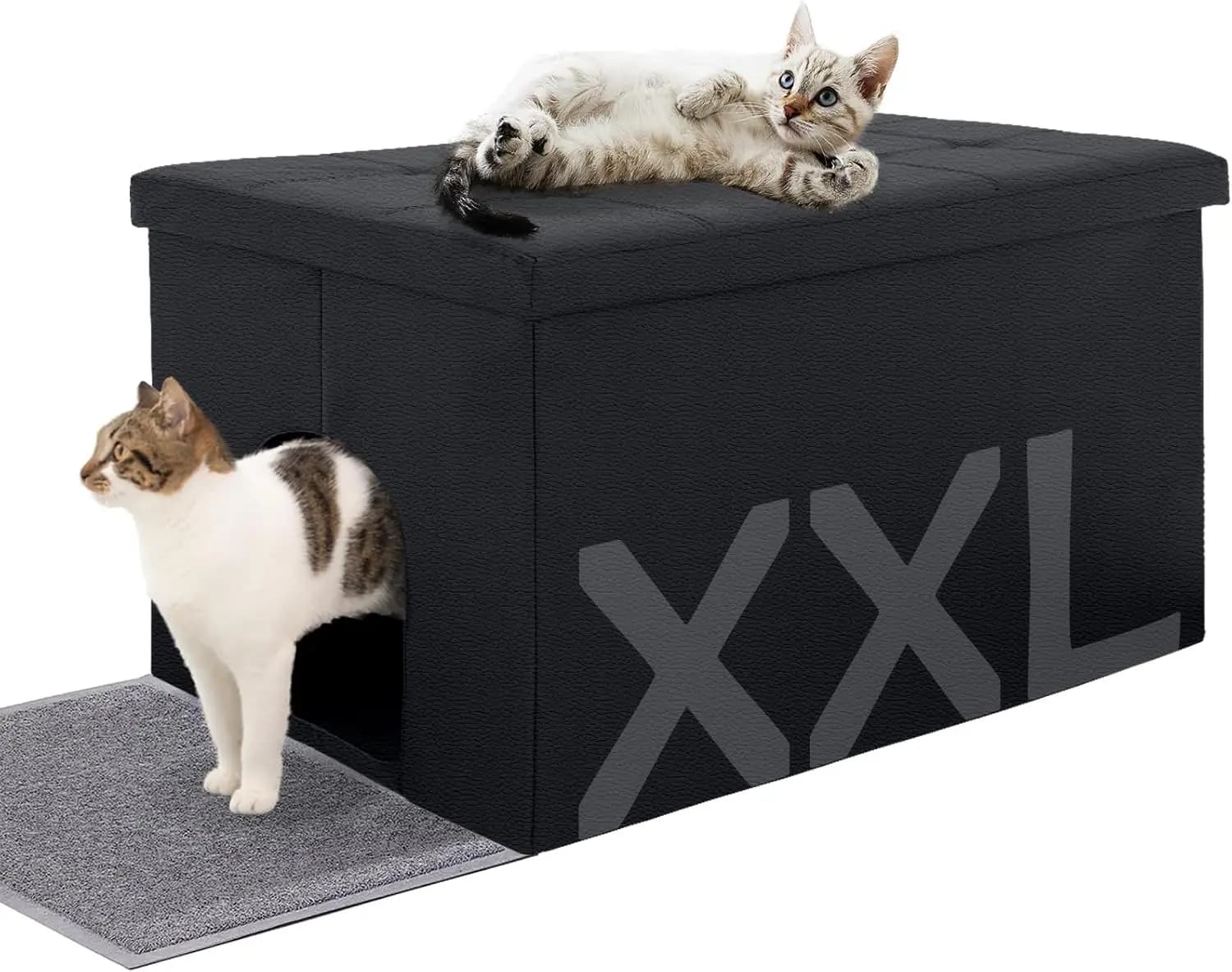 Mobiletto contenitore per lettiera per gatti extra large, con lavabo nascosto e spazio di archiviazione | Impermeabile e Facile da Pulire